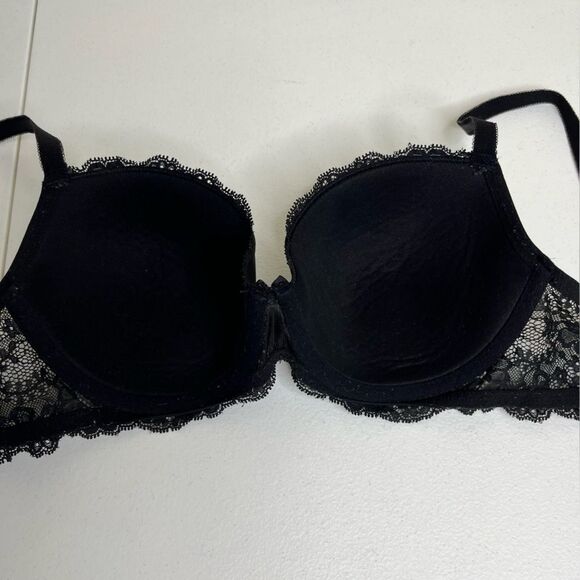 Victorias Secret Dream Angels Black Lined Demi Lace Trim Bra Women 32DD / 32E - Picture 13 of 15